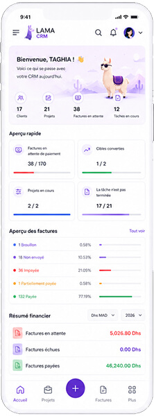 lama crm mobile web app lightmode